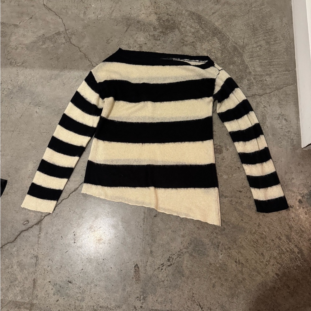 Black and Cream Striped Women's Sweater
